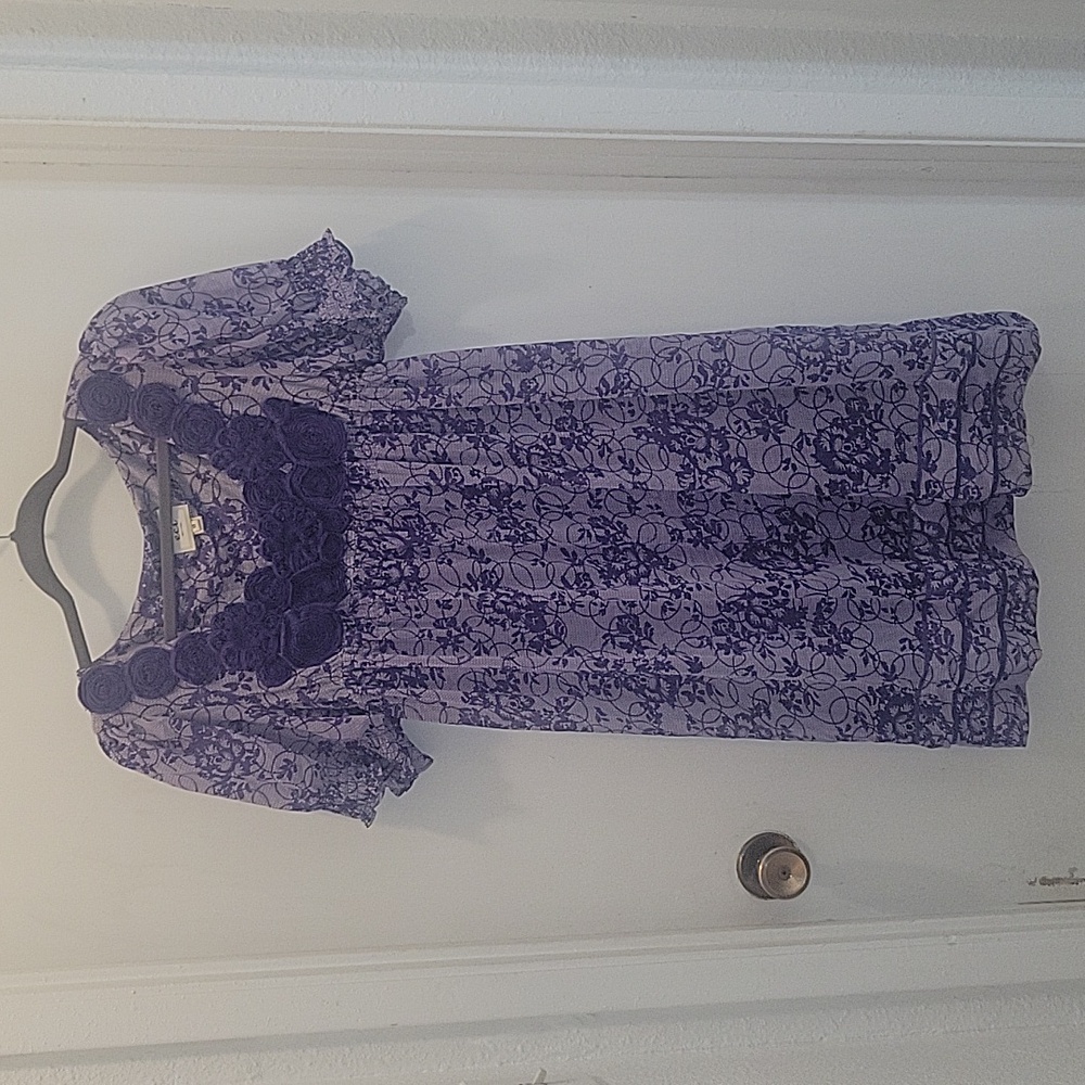 ECI of NY Purple and white sheer Chiffon Dress